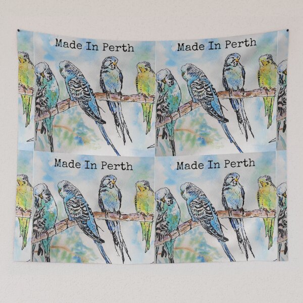 Item preview, Budgies Budgerigars Watercolour Painting Made In Perth designed and sold by Sarah  Rajkotwala.