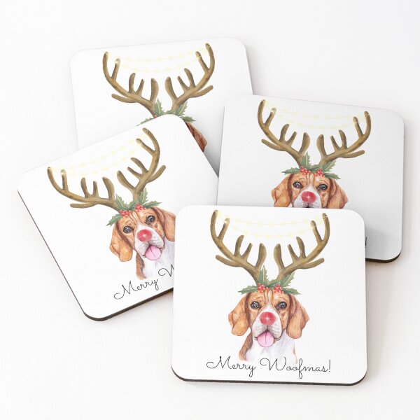 Item preview, Cute Watercolor Christmas Beagle Reindeer designed and sold by ZoesPlace.