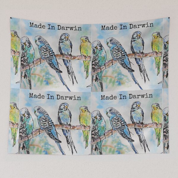 Item preview, Budgies Budgerigars Watercolour Painting Made In Darwin designed and sold by Sarah  Rajkotwala.