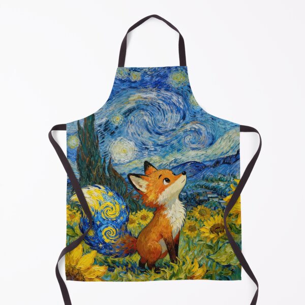 Item preview, Van Gogh Style Starry Fox in Sunflower Field Digital Art Print designed and sold by Chibi Masterpieces.
