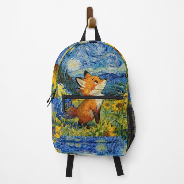 Item preview, Van Gogh Style Starry Fox in Sunflower Field Digital Art Print designed and sold by Chibi Masterpieces.