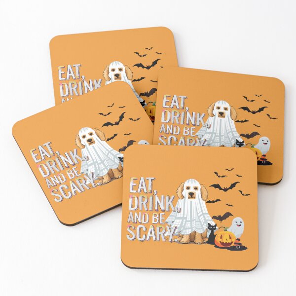 Item preview, Eat Drink and Be Scary Goldendoodle Ghost Halloween Design designed and sold by Random Candy Studio.