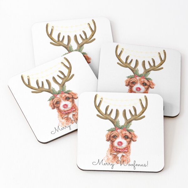 Item preview, Cute Watercolor Christmas Cavoodle Reindeer designed and sold by ZoesPlace.