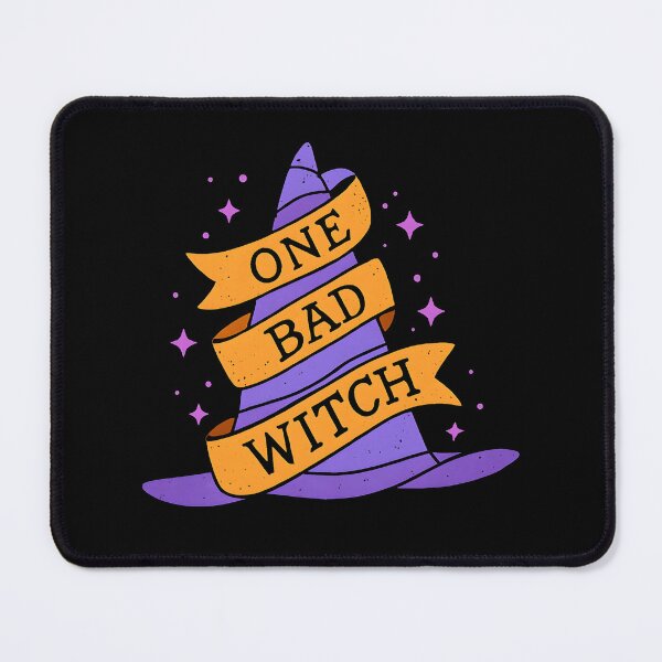 Item preview, One Bad Witch T-Shirt | Cartoon Witch Hat with Orange Ribbon Banner and Stars Design designed and sold by FestivityFinds.