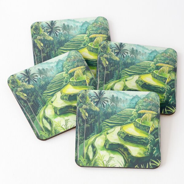 Item preview, Tropical Bali Rice Terraces Watercolor designed and sold by Nytheris.