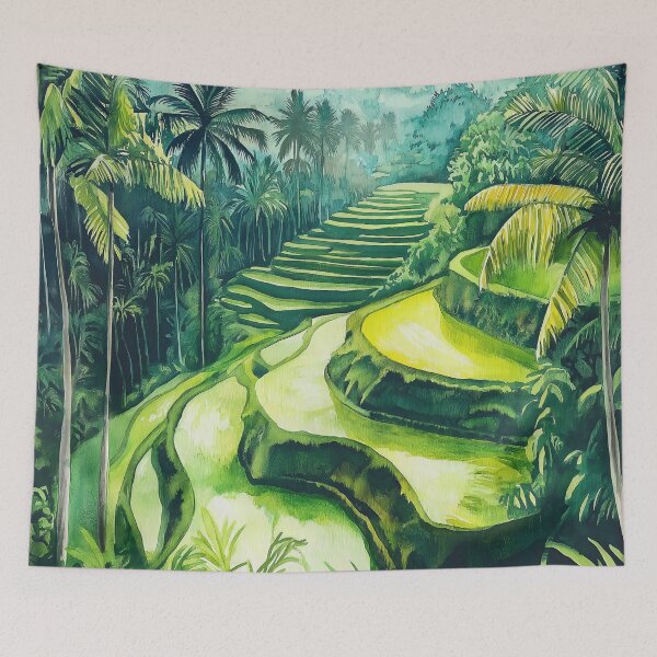 Item preview, Tropical Bali Rice Terraces Watercolor designed and sold by Nytheris.