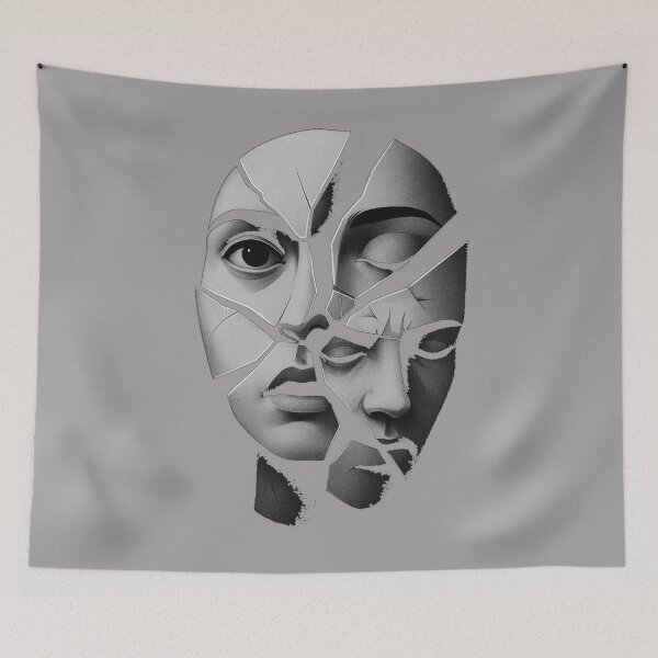Item preview, Broken Mind T-Shirt | Surreal Cracked Face Art Tee | Psychological Abstract Design | Emotional Dark Aesthetic Shirt for Deep Thinkers designed and sold by KDesignCrafts.