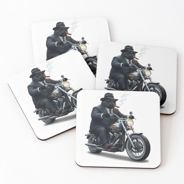 Item preview, Black Cat Mafia Biker – Funny Motorcycle Cat Art – Cool Cat Lover Gift Design designed and sold by MadeByACJ.