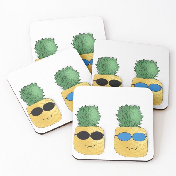 Item preview, Two Funny Pineapples With Sunglasses – Tropical Duo Character designed and sold by Beautiful art store.