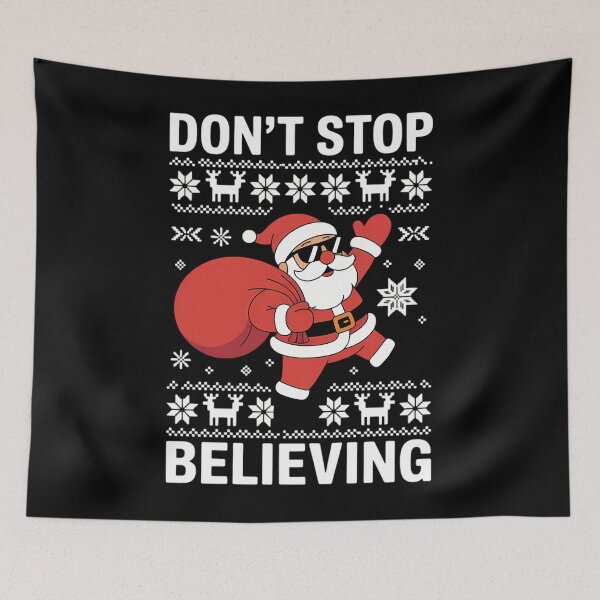 Item preview, Don't Stop Believing Ugly Christmas Sweater Santa Christmas designed and sold by papertaless.