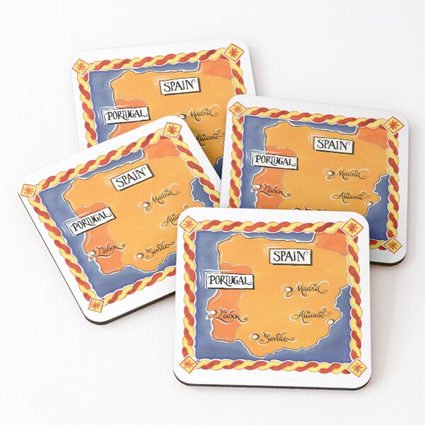 Item preview, Map of Spain and Portugal as a Watercolour illustration designed and sold by Dani Vittz.