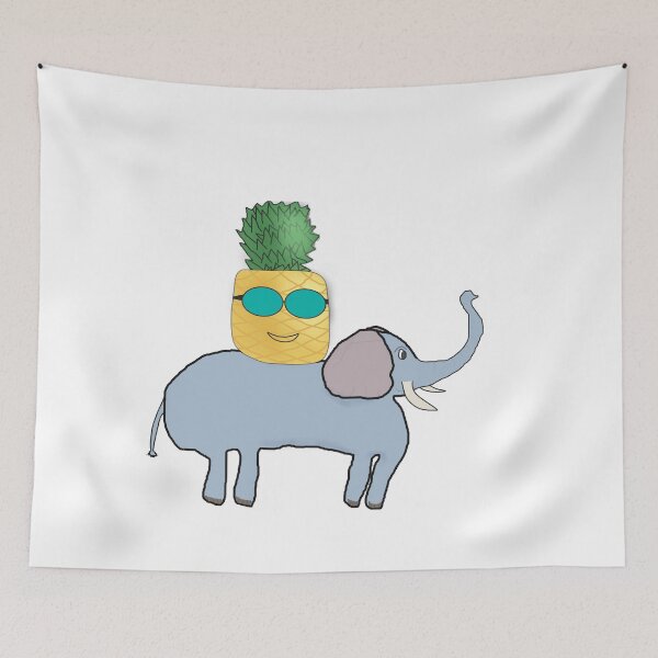 Item preview, Funny Pineapple Riding an Elephant – Tropical Adventure Character designed and sold by Beautiful art store.