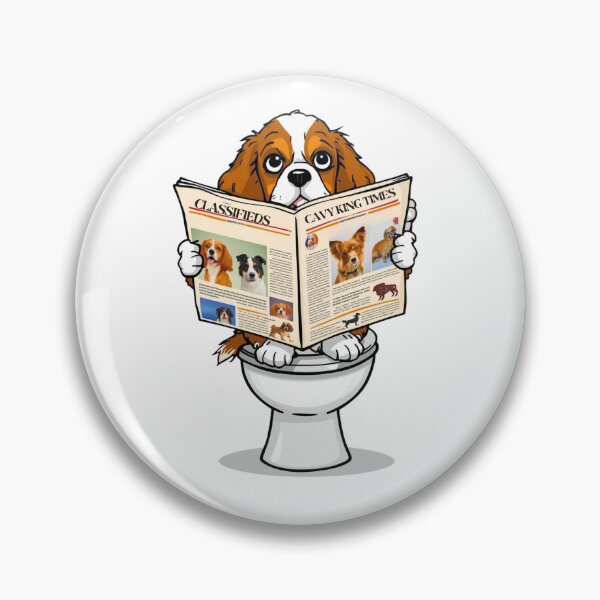 Item preview, Funny Cavalier King Charles Spaniel Reading Newspaper on Toilet | Cute Dog Acting Human Cartoon designed and sold by Fredster1966.