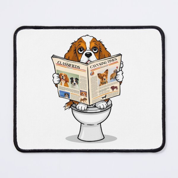 Item preview, Funny Cavalier King Charles Spaniel Reading Newspaper on Toilet | Cute Dog Acting Human Cartoon designed and sold by Fredster1966.