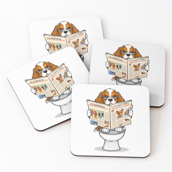 Item preview, Funny Cavalier King Charles Spaniel Reading Newspaper on Toilet | Cute Dog Acting Human Cartoon designed and sold by Fredster1966.