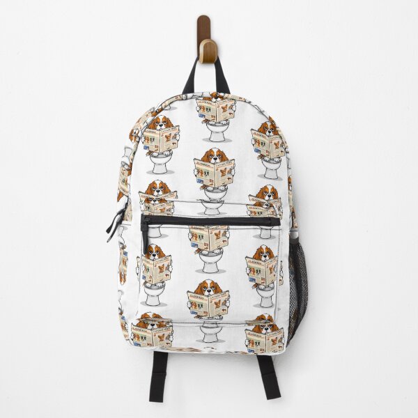 Item preview, Funny Cavalier King Charles Spaniel Reading Newspaper on Toilet | Cute Dog Acting Human Cartoon designed and sold by Fredster1966.