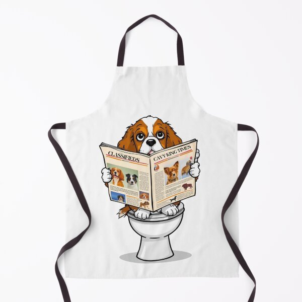 Item preview, Funny Cavalier King Charles Spaniel Reading Newspaper on Toilet | Cute Dog Acting Human Cartoon designed and sold by Fredster1966.