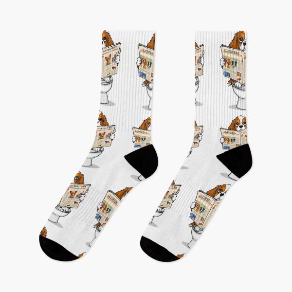 Item preview, Funny Cavalier King Charles Spaniel Reading Newspaper on Toilet | Cute Dog Acting Human Cartoon designed and sold by Fredster1966.
