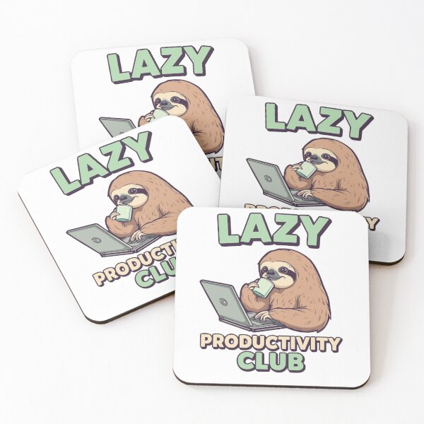 Item preview, Lazy Productivity Club: Funny Sloth Working on Laptop and Drinking Coffee Tee designed and sold by Tucker-Art.