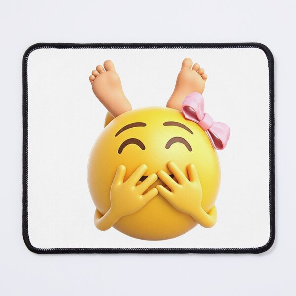 Item preview, Cute Giggling Emoji with Feet and Bow – 3D Adorable Shy Yellow Face Illustration designed and sold by PixelVibe782.