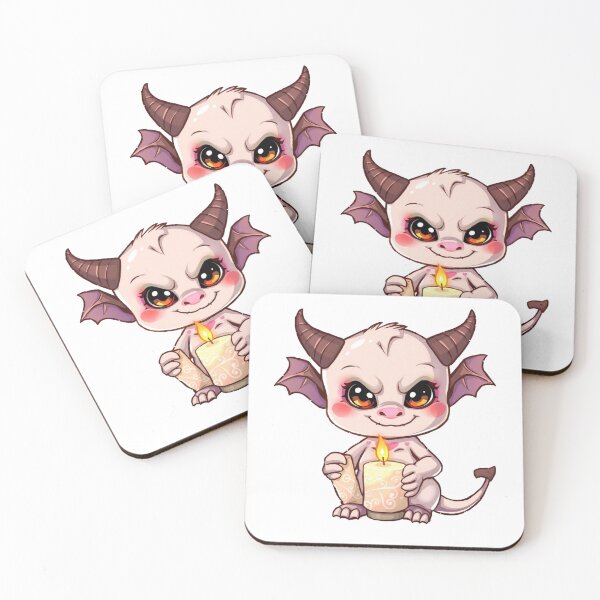 Item preview, Little Kawaii Chibi Demon with Magic Candle: Cute Dark Illustration designed and sold by PonmeOtraShop.