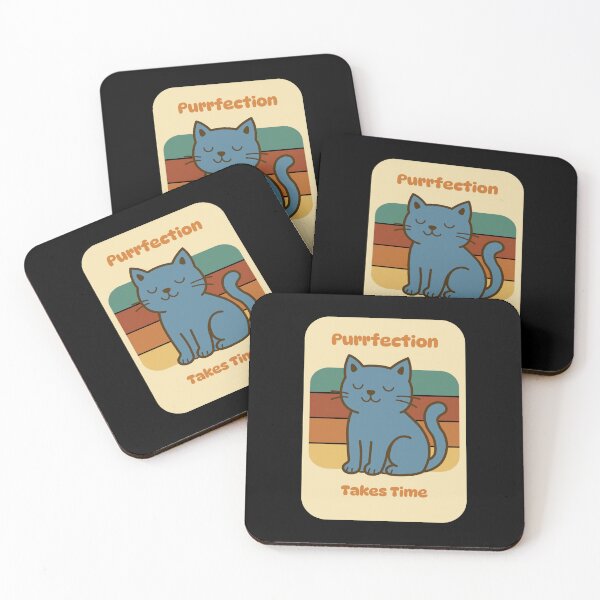 Item preview, Purrfection takes time | Retro cat design designed and sold by P&B Digital Art.