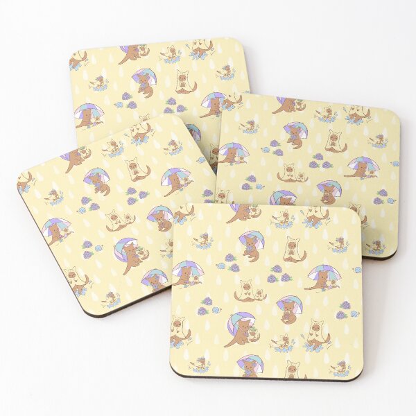 Item preview, A Rainy day stroll with a Kangaroo and her Joey (Yellow) designed and sold by HarunaMcDesigns.