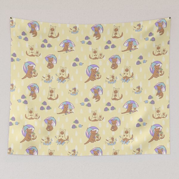 Item preview, A Rainy day stroll with a Kangaroo and her Joey (Yellow) designed and sold by HarunaMcDesigns.