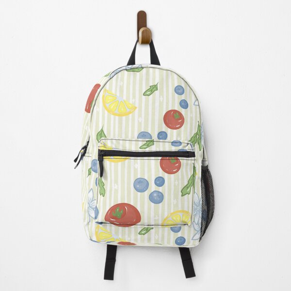 Item preview, Fruit and flower cute seamless pattern on yellow and white striped background designed and sold by dreamseller88.