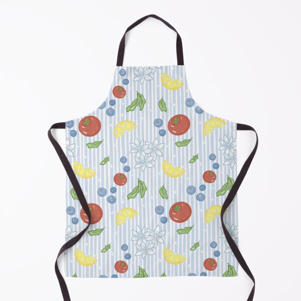 Item preview, Fruit and flower cute seamless pattern on blue and white striped background designed and sold by dreamseller88.