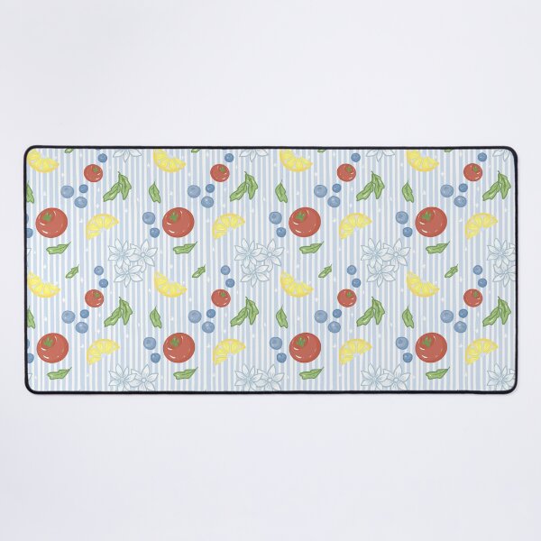 Item preview, Fruit and flower cute seamless pattern on blue and white striped background designed and sold by dreamseller88.