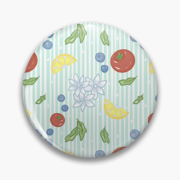 Item preview, Fruit and flower cute seamless pattern on light green and white striped background designed and sold by dreamseller88.