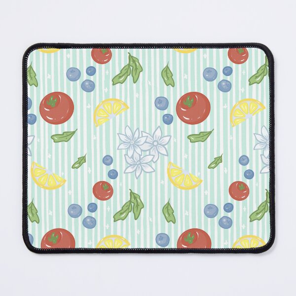 Item preview, Fruit and flower cute seamless pattern on light green and white striped background designed and sold by dreamseller88.