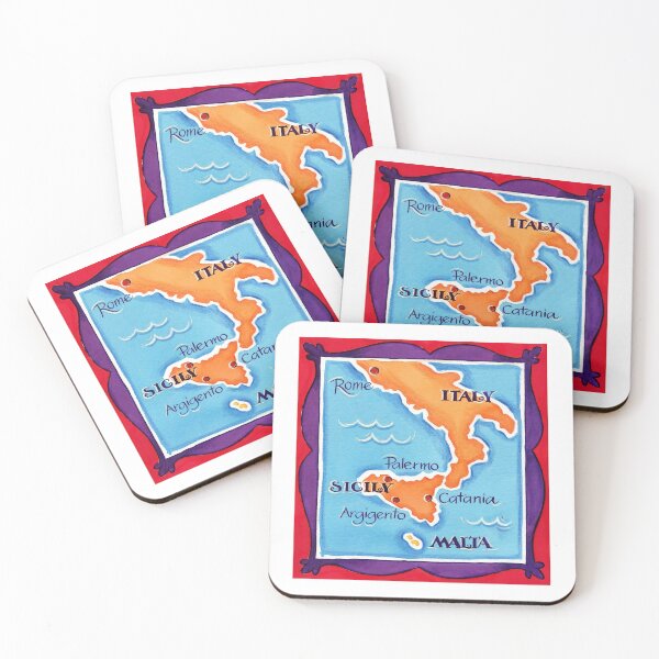 Item preview, Map of Italy, Sicily and Malta as a Watercolour illustration designed and sold by Dani Vittz.