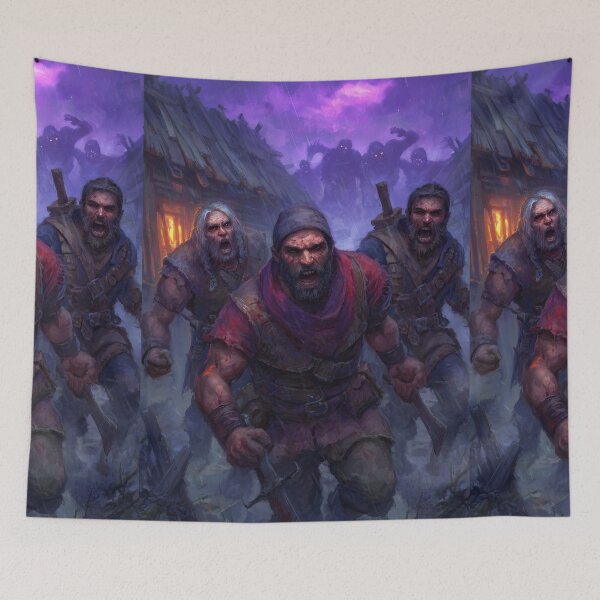 Item preview, Desperate men escape the ghouls' purple, stormy wrath. designed and sold by Piotrek0001.