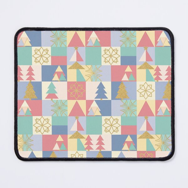 Item preview, Retro Pastel Christmas Pattern – Geometric Trees & Golden Snowflakes designed and sold by Iras-Art-Corner.