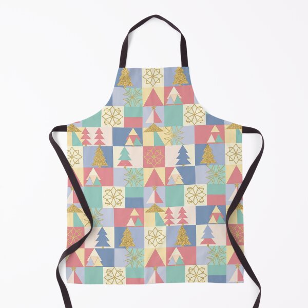 Item preview, Retro Pastel Christmas Pattern – Geometric Trees & Golden Snowflakes designed and sold by Iras-Art-Corner.