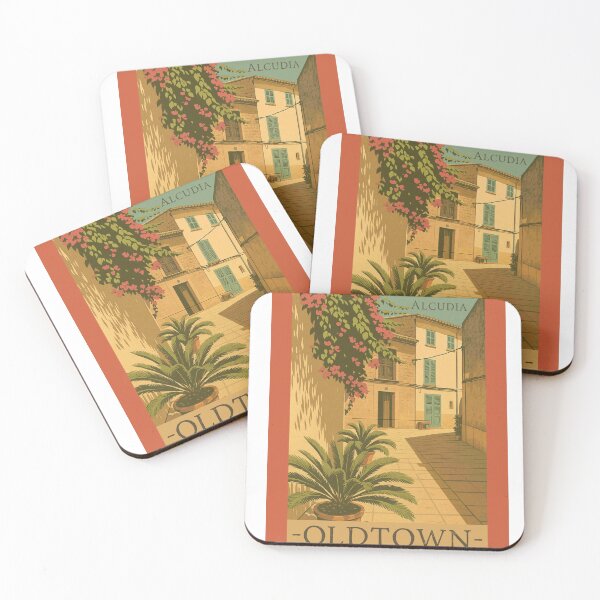 Item preview,  Mallorca Alcudia Oldtown – Vintage Travel Poster | Retro illustration designed and sold by Brinax.