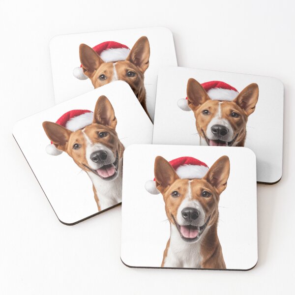Item preview, Basenji dog with Christmas Hat – Festive Basenji dog Xmas Design designed and sold by LazyOwlStore.