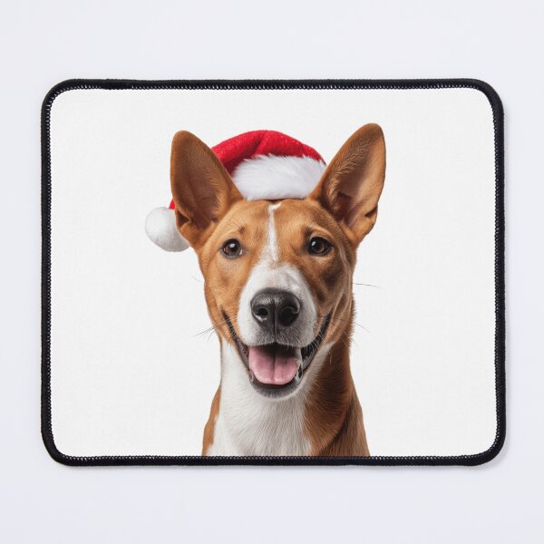 Item preview, Basenji dog with Christmas Hat – Festive Basenji dog Xmas Design designed and sold by LazyOwlStore.