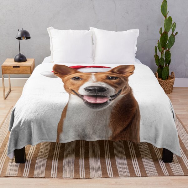 Item preview, Basenji dog with Christmas Hat – Festive Basenji dog Xmas Design designed and sold by LazyOwlStore.