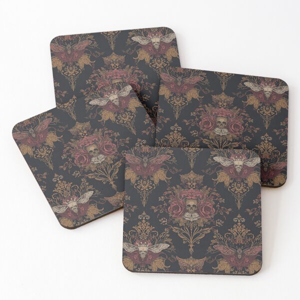 Item preview, Baroque Rose Moth | Gothic Floral Skull Pattern designed and sold by VelvetChaosCove.