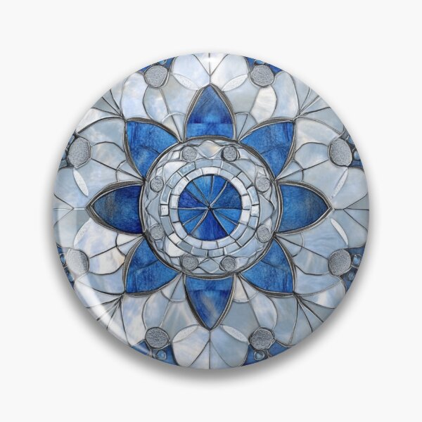 Item preview, Stained Glass Nacre Blue Inspired Mosaic Mandala Pattern designed and sold by GrinGalore.