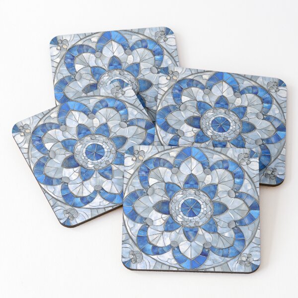 Item preview, Stained Glass Nacre Blue Inspired Mosaic Mandala Pattern designed and sold by GrinGalore.