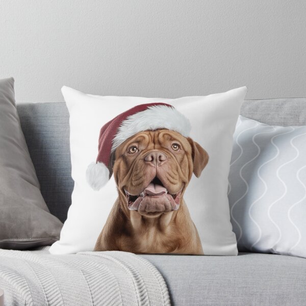 Item preview, Dogues de Bordeaux with Christmas Hat – Festive French Mastiff Xmas Design designed and sold by LazyOwlStore.