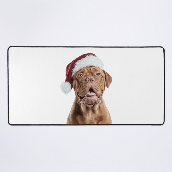Item preview, Dogues de Bordeaux with Christmas Hat – Festive French Mastiff Xmas Design designed and sold by LazyOwlStore.