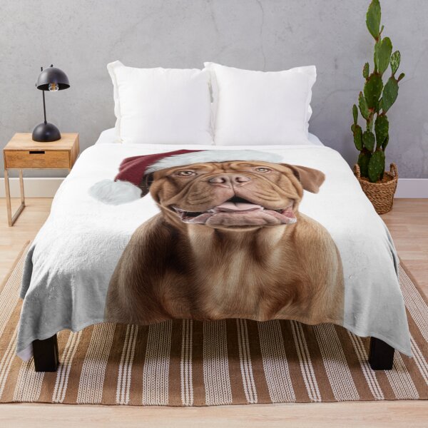 Item preview, Dogues de Bordeaux with Christmas Hat – Festive French Mastiff Xmas Design designed and sold by LazyOwlStore.