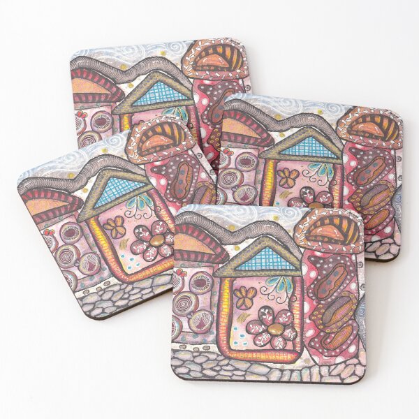 Item preview, Whimsical Village | Colorful Zentangle Art Print designed and sold by ColorWander.