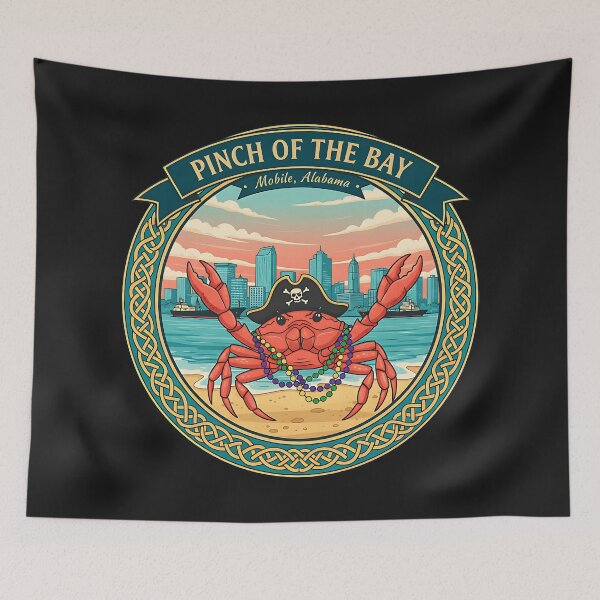 Item preview, Pinch of the Bay Pirate Crab Mobile Alabama Souvenir designed and sold by PostersMode.