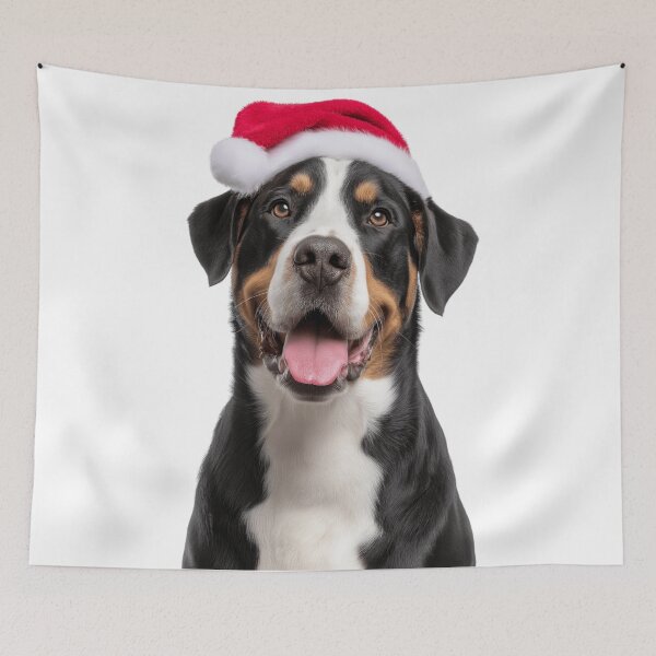 Item preview, Greater Swiss Mountain dog with Christmas Hat – Festive Swissy dog Xmas Design designed and sold by LazyOwlStore.